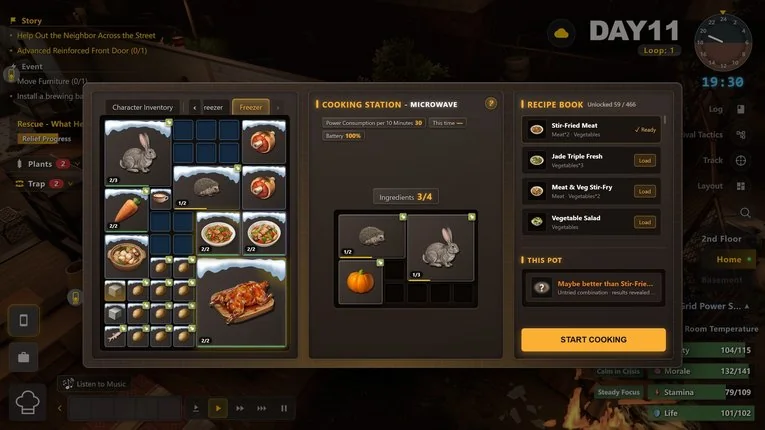 Panel cooking station berisi daftar resep makanan