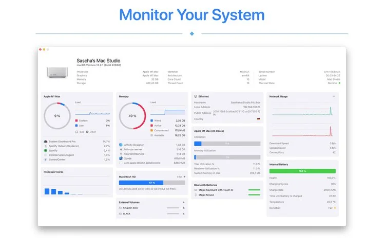 Tampilan Info Mac Lengkap Di Dashboard System Dashboard Pro