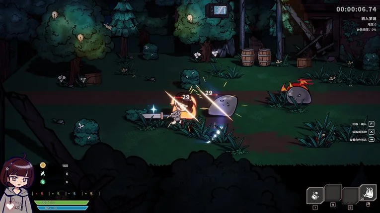 Hero masuk area hutan dan menyerang slime dengan pedang miliknya
