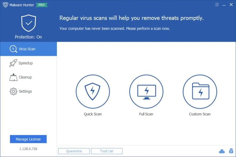 Tampilan Regular Virus Scan Dengan 3 Mode Custom Scan Di Glary Malware Hunter Pro
